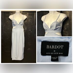 Bardot Cut‎ Out Slit Midi Dress Size 6 Light Blue Cocktail Vacation Holiday